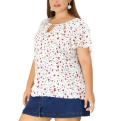 Agnes Orinda Women's Plus Size Keyhole Floral Chiffon Flared Sleeve Summer Trendy Peasant Tops -Agnes Sales Store GUEST 9d486bfd 3956 4291 b137 f6d1fca293af