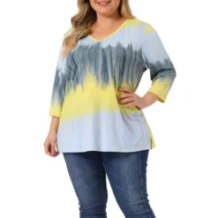 Agnes Orinda Women's Plus Size Tie Dye Side Slit 3/4 Sleeve Stripe V Neck Blouses 25 Agnes Orinda Women's Plus Size Tie Dye Side Slit 3/4 Sleeve Stripe V Neck Blouses -Agnes Sales Store GUEST 9d63293e d997 4830 b757 f53012a383cf