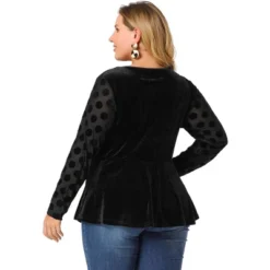 Agnes Orinda Plus Size Peplum Top For Women Polka Dots Sheer Puff Sleeve Velvet Top 9 Agnes Orinda Plus Size Peplum Top For Women Polka Dots Sheer Puff Sleeve Velvet Top -Agnes Sales Store GUEST 9df7aac2 912c 4253 80d3 dbdce3554dfc