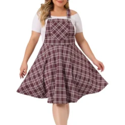 Agnes Orinda Women's Plus Size Elegant Chic Plaid Overalls Fashionable A Line Skirts -Agnes Sales Store GUEST 9e298e40 3545 4a79 9502 22e402d95245