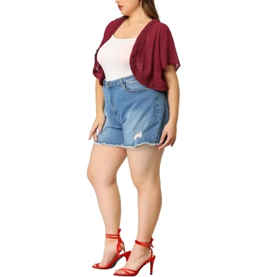 Agnes Orinda Women's Plus Size Cardigan Bolero Lace Floral Sheer Loose Shrug 1 Agnes Orinda Women's Plus Size Cardigan Bolero Lace Floral Sheer Loose Shrug