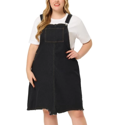 Agnes Orinda Women's Plus Size Overall Frayed Adjustable Strap Denim Suspender Shift Dress 9 Agnes Orinda Women's Plus Size Overall Frayed Adjustable Strap Denim Suspender Shift Dress - Image 9
