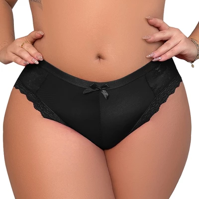 Agnes Orinda Women's Plus Size Laceback Mid-Rise Solid Brief Micro Underwear 5 Agnes Orinda Women's Plus Size Laceback Mid-Rise Solid Brief Micro Underwear - Image 5