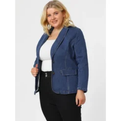 Agnes Orinda Women's Plus Size Denim Notched Lapel Color Block Stretch Blazer -Agnes Sales Store GUEST 9fb92a26 24f2 44e3 9a3c 156cc4adbca2