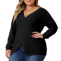 Agnes Orinda Women's Plus Size Knit Deep V Neck Wrap Curvy Pullover Sweaters -Agnes Sales Store GUEST 9fbb1c27 a0f9 45c7 90ca 534704463c85