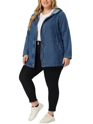 Agnes Orinda Women's Plus Size Layered Drawstring Hood Utility With Pockets Jean Jackets 1 Agnes Orinda Women's Plus Size Layered Drawstring Hood Utility With Pockets Jean Jackets