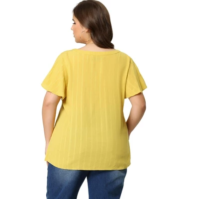 Agnes Orinda Women's Plus Size Casual Trendy V Neck Flare Sleeve Striped T-shirts 4 Agnes Orinda Women's Plus Size Casual Trendy V Neck Flare Sleeve Striped T-shirts - Image 4