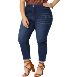 Agnes Orinda Women's Plus Size Denim Pants Frayed Washed Ankle Jeans With Slash Pockets -Agnes Sales Store GUEST a133f95a 1c4b 4c49 9b4e b0451e340bfc