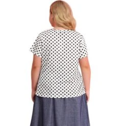Agnes Orinda Women's Plus Size Short Sleeve Flat Collar Keyhole Front Polka Dots Blouses -Agnes Sales Store GUEST a1dbf609 4d3e 4d45 8dfe 71cfb1ff2078