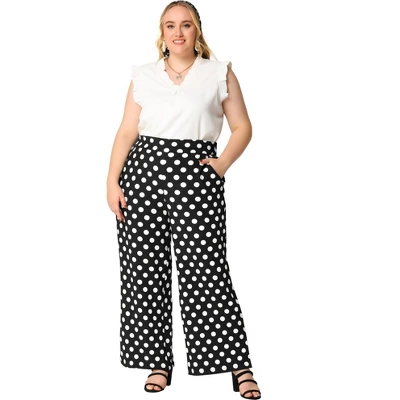 Agnes Orinda Women's Plus Size Formal Palazzo Polka Dots Wide Leg High Rise Wide Leg Pants 2 Agnes Orinda Women's Plus Size Formal Palazzo Polka Dots Wide Leg High Rise Wide Leg Pants - Image 2