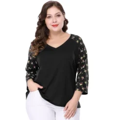 Agnes Orinda Women's Plus Size V Neck 3/4 Sleeve Raglan Floral Print Peasant Tops 17 Agnes Orinda Women's Plus Size V Neck 3/4 Sleeve Raglan Floral Print Peasant Tops -Agnes Sales Store GUEST a20b6921 d44c 4ea3 bca0 f5e0670c5728
