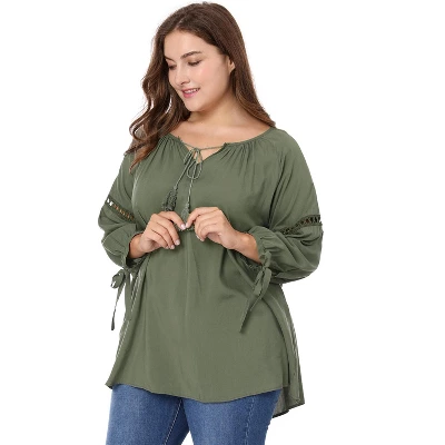 Agnes Orinda Women's Plus Size Long Sleeve Tie Winter Trendy Basic Tunic Blouse 1 Agnes Orinda Women's Plus Size Long Sleeve Tie Winter Trendy Basic Tunic Blouse