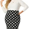 Agnes Orinda Women's Plus Size Polka Dots Elastic Waist Bodycon Skirts