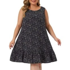 Agnes Orinda Women's Plus Size Sleeveless Ruffle Hem Casual Floral Tank Dresses -Agnes Sales Store GUEST a23b932b 965e 46f2 b00b 0487a547ecee
