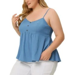 Agnes Orinda Plus Size Camisole For Women Peplum Adjustable Strap Tank Tops
