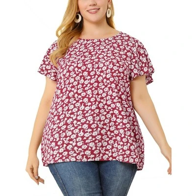 Agnes Orinda Women's Plus Size Floral Short Sleeve Casual Pleasant Top 1 Agnes Orinda Women's Plus Size Floral Short Sleeve Casual Pleasant Top