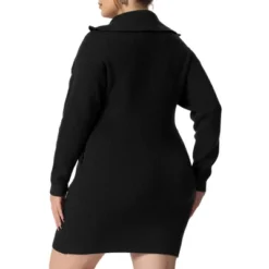Agnes Orinda Women's Plus Size Knit Long Sleeve Zipper Collar Pullover Mini Sweater Dresses -Agnes Sales Store GUEST a3748f93 f98e 4115 aa43 c1f948e5badf