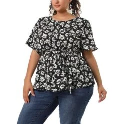 Agnes Orinda Women's Plus Size Ruffle Short Sleeve Chiffon Floral Blouse -Agnes Sales Store GUEST a3dfe6e8 1338 4e87 82e7 03f6ee90ec9e