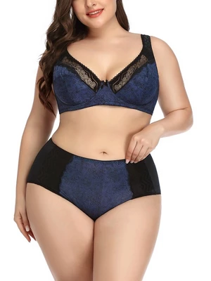 Agnes Orinda Women's Plus Size Underwire Retro Lace Trim Push-Up Bra And Panty Set 4 Agnes Orinda Women's Plus Size Underwire Retro Lace Trim Push-Up Bra And Panty Set - Image 4