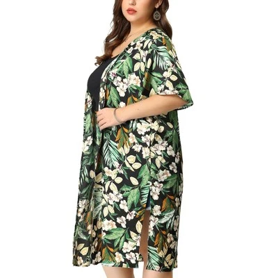 Agnes Orinda Women's Plus Sweater Spring Holiday Short Sleeve Floral Open Front Lightweight Cardigan 6 Agnes Orinda Women's Plus Sweater Spring Holiday Short Sleeve Floral Open Front Lightweight Cardigan - Image 6