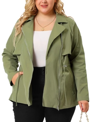 Agnes Orinda Women's Plus Size Zipper Drawstring Boyfriend Jacket 6 Agnes Orinda Women's Plus Size Zipper Drawstring Boyfriend Jacket - Image 6