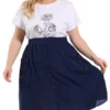 Agnes Orinda Women's Plus Size Casual Elastic Waist Suspender Skirt With Front Pockets