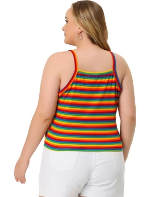 Agnes Orinda Women's Plus Size Stripe Sleeveless Stretch Camisole 3 Agnes Orinda Women's Plus Size Stripe Sleeveless Stretch Camisole - Image 3