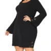 Agnes Orinda Women's Plus Size Cocktail Party Lace Bodycon Bell Sleeve Dress