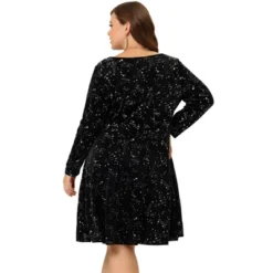 Agnes Orinda Women's Plus Size Outfits Fashion Sparkle Stars Stretch Velvet Long Sleeve Dresses -Agnes Sales Store GUEST a658f003 4ae3 457d 9872 b2e0b98e16ec