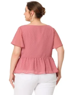 Agnes Orinda Women's Plus Size Peplum Sweetheart Neck Swiss Dots Blouse -Agnes Sales Store GUEST a659f95f 737a 4d14 98a1 b9b2ade0ecee