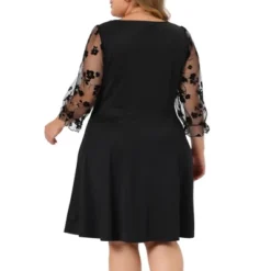 Agnes Orinda Women's Plus Size Square Neck Sheer Long Sleeve Ruffle Flowy A-Line Dresses -Agnes Sales Store GUEST a673edd5 4c59 4389 a924 b581c18b445d