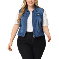 Agnes Orinda Women's Plus Size Trucker Zipper Front Sleeveless Denim Jacket Vests -Agnes Sales Store GUEST a6b3fee3 488e 47d0 9e65 8cd06abfa641