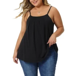 Agnes Orinda Women's Plus Size Adjustable Strap Elegant Basic Pleated Casual Sleeveless Camisole -Agnes Sales Store GUEST a80a25a5 3fd6 4346 b4f5 4df80a69e201