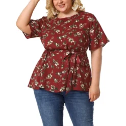 Agnes Orinda Women's Plus Size Ruffle Short Sleeve Chiffon Floral Blouse -Agnes Sales Store GUEST a85adeac 3605 45d6 bb12 70173c3db821