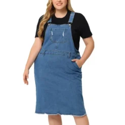 Agnes Orinda Women's Plus Size Overall Distressed Racerback Jean Denim Suspender Dress -Agnes Sales Store GUEST a871266b 96f8 4f95 b21e 36e63f672420