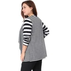 Agnes Orinda Women Plus Size Open Front Lightweight Striped Cardigan -Agnes Sales Store GUEST a8c79052 4f98 40b2 8753 0079eb7238cb