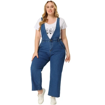 Agnes Orinda Women's Plus Size Denim Overalls Strap Cross Back Jumpsuits 2 Agnes Orinda Women's Plus Size Denim Overalls Strap Cross Back Jumpsuits - Image 2
