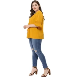 Agnes Orinda Women' S Plus Size V Neck Ruffle Smocked Sleeve Blouses -Agnes Sales Store GUEST a922a703 1625 4652 b841 e0dab11b4162