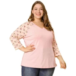 Agnes Orinda Women's Plus Size V Neck 3/4 Sleeve Raglan Floral Print Peasant Tops 16 Agnes Orinda Women's Plus Size V Neck 3/4 Sleeve Raglan Floral Print Peasant Tops -Agnes Sales Store GUEST a92fbe05 35af 4d6d a3f9 b2a3743c66ff