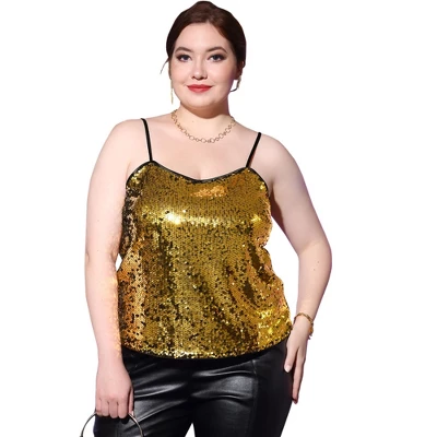 Agnes Orinda Plus Size Tops For Women Sequined Shining Camisole Club Party Sparkle Cami Top 6 Agnes Orinda Plus Size Tops For Women Sequined Shining Camisole Club Party Sparkle Cami Top - Image 6