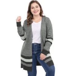 Agnes Orinda Women's Plus Size Multi Striped Open Front Sweater Cardigan -Agnes Sales Store GUEST aa69bd87 dc7c 4314 8e0b 1c891581fc81
