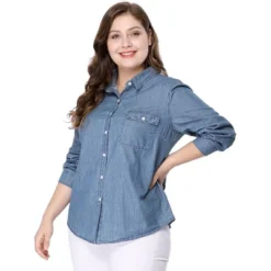Agnes Orinda Women's Plus Size Denim Long Sleeve Chest Pocket Work Shirt 16 Agnes Orinda Women's Plus Size Denim Long Sleeve Chest Pocket Work Shirt -Agnes Sales Store GUEST aa74b56f 3bf2 4e24 a589 4fb05c2f1bf6