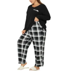 Agnes Orinda Women's Plus Size Check Stretch Glen Plaid Sleepwear Plaid Pjs Pajamas Sets -Agnes Sales Store GUEST aa8bdab7 8f3d 4eac 9358 af230e2e8528