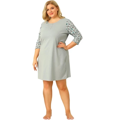 Agnes Orinda Women's Plus Size Cute Floral 3/4 Sleeve Floral Print Nightgowns 2 Agnes Orinda Women's Plus Size Cute Floral 3/4 Sleeve Floral Print Nightgowns - Image 2