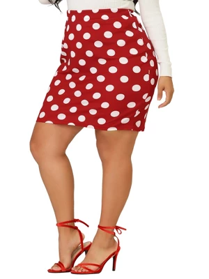 Agnes Orinda Women's Plus Size Polka Dots Elastic Waist Bodycon Skirts 7 Agnes Orinda Women's Plus Size Polka Dots Elastic Waist Bodycon Skirts - Image 7