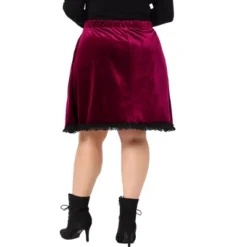 Agnes Orinda Women's Plus Size Velvet Party Lace Above Knee A-Line Skirts -Agnes Sales Store GUEST acaa500d 42c9 41a4 9b63 93ed9c842901