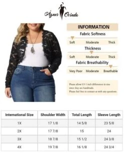 Agnes Orinda Women's Plus Size Lace Sheer Shrug Open Front Crop Cardigans -Agnes Sales Store GUEST ad327e59 014a 4858 b2a2 d557fc397669