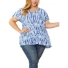 Agnes Orinda Women's Plus Size Cute Short Sleeve Casual Stripe Tops
