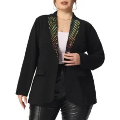 Agnes Orinda Women's Plus Size Shiny Sequin Button Lapel Party Casual Blazers 9 Agnes Orinda Women's Plus Size Shiny Sequin Button Lapel Party Casual Blazers -Agnes Sales Store GUEST aeb67071 66c5 4fe5 a0be 10d8fcfb8c95