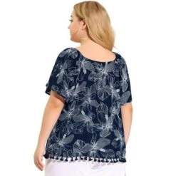 Agnes Orinda Women's Plus Size Blouse Floral Off Shoulder Tassel Hem Casual Top -Agnes Sales Store GUEST aefd6ab0 d206 46a0 9041 829568165b9d